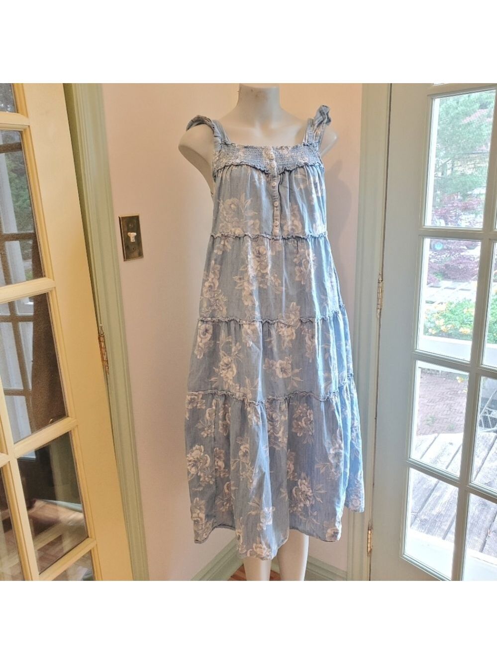 Old Navy Floral Frilled Cottagecore Nightgown Styled Maxi Sun Dress